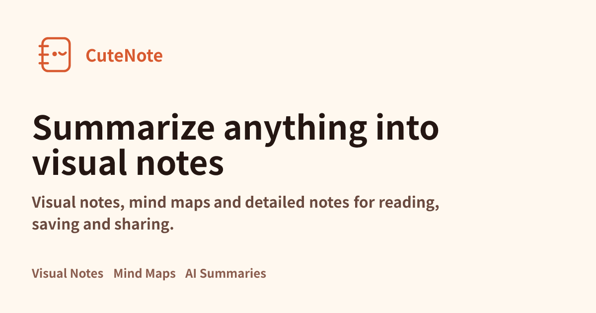 I built CuteNote to turn videos and documents into visual notes, mind maps or Markdown